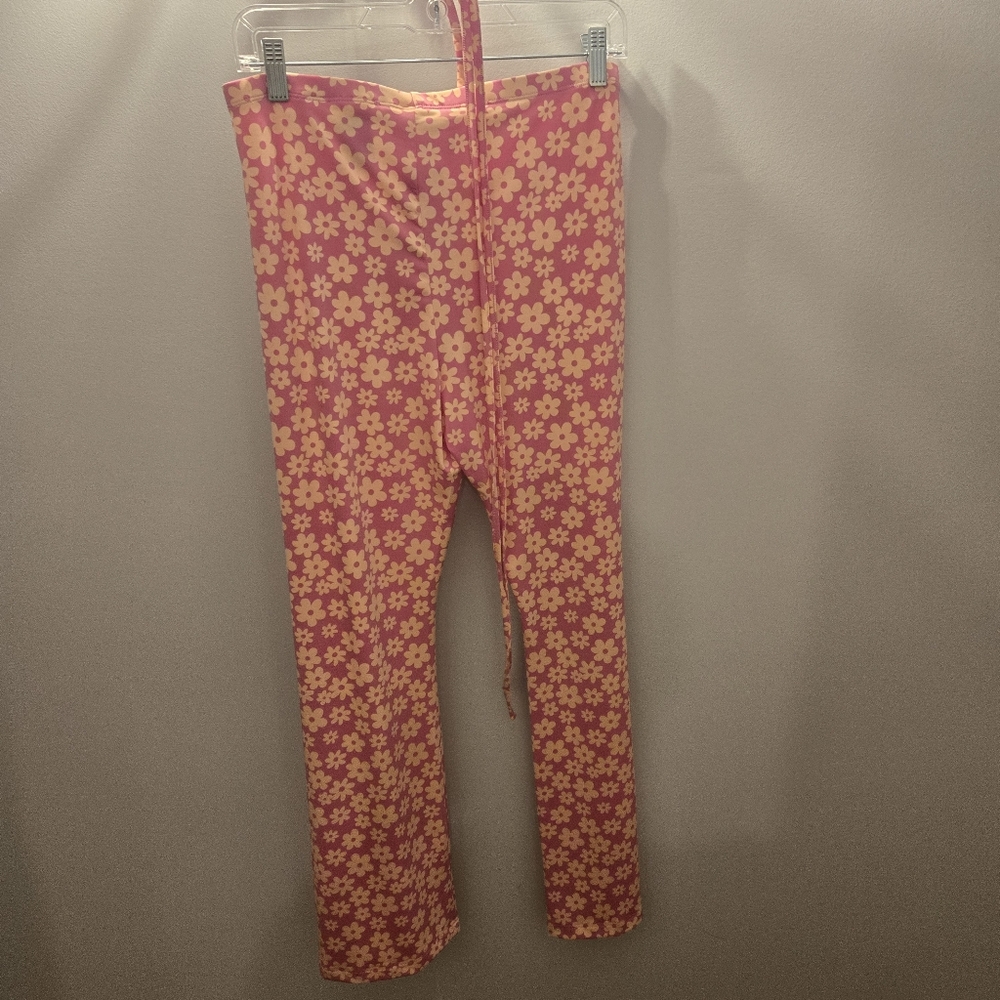 H&M Divided Floral Flare Pants Tie Detail Size Medium NWT - Picture 3 of 6